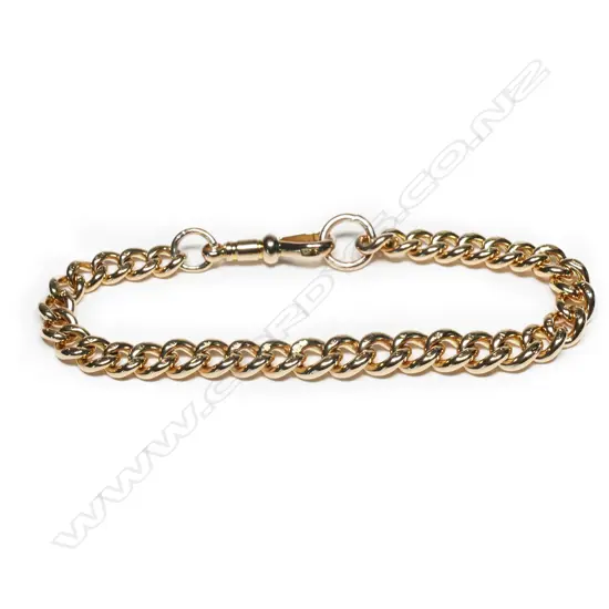 A c1900 9ct rose gold curb link fob bracelet,