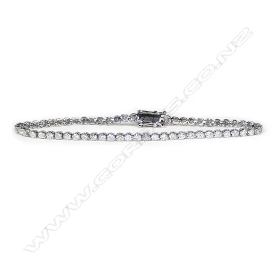 A 14ct white gold and diamond tennis bracelet,
