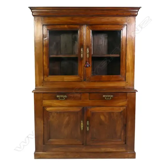 A 19thC French chestnut bookcase cabinet,