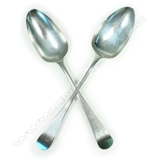 Two silver tablespoons, Old English pattern,