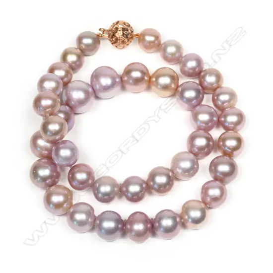 A cultured pink pearl necklace,