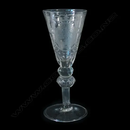 An 18thC soda drinking glass,