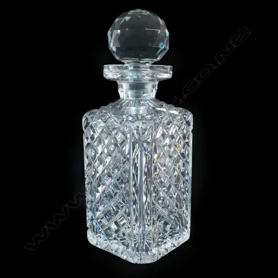 A square cut crystal whisky decanter
