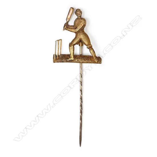 An uncommon c.1900  9ct gold cricketer tie pin,
