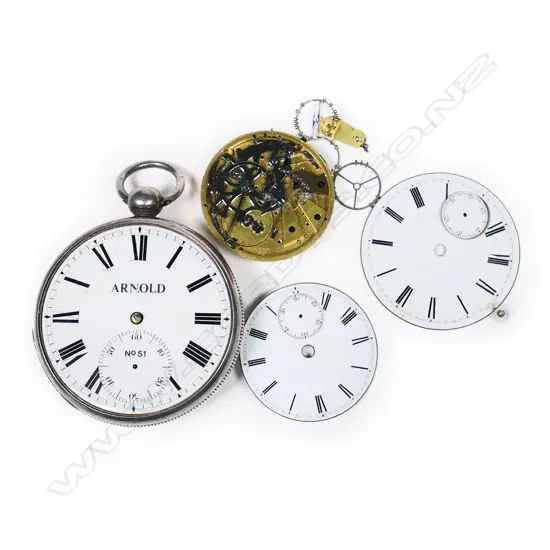 A lever watch, incorrectly marked 'Arnold' and assorted oddments