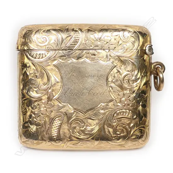 An Edwardian 9ct yellow gold vesta case,