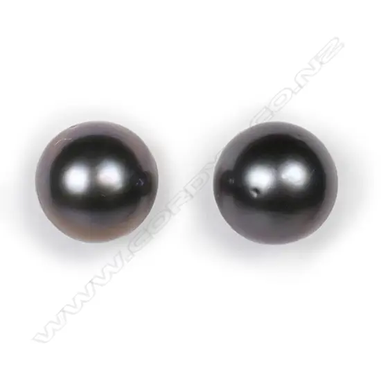A pair of 18ct yellow gold and black pearl earrings,