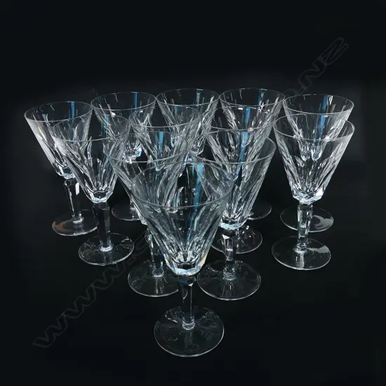 Twelve Waterford crystal conical bowl wine glasses, Sheila pattern,