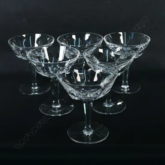 Six Waterford crystal champagne coupes, Sheila pattern,