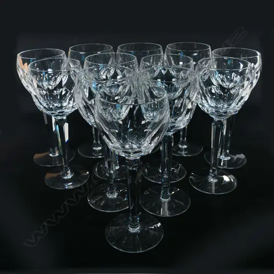 Twelve Waterford crystal hock glasses, Sheila pattern,