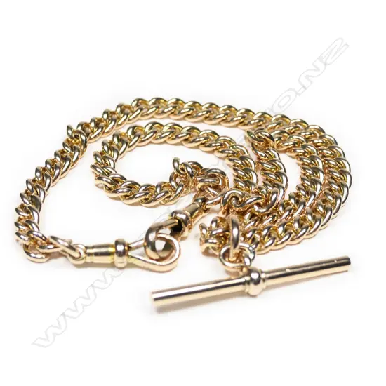 A c.1900 9ct gold curb link Albert chain,