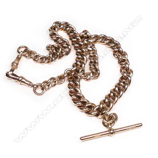 A c.1900 9ct rose gold heavy Albert chain,