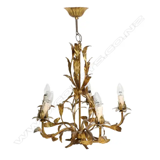 A 'Hollywood Regency' five branch chandelier,
