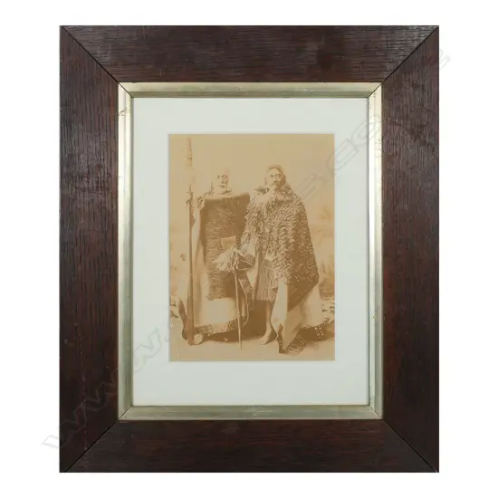 Henry John Gill (1853-1932) 19thC gelatine photograph studio portrait of two prominent Kai Tahu Māori,