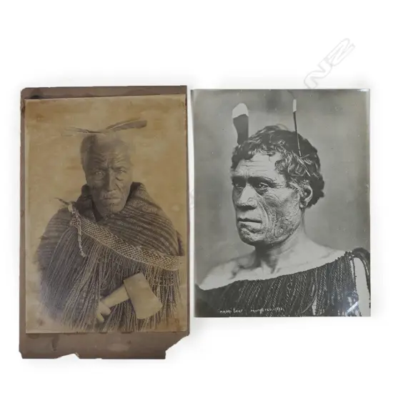 Two unframed 19thC Māori portrait photographs,