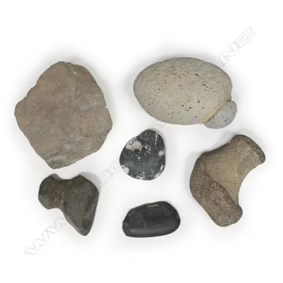 Six various worked rocks (possibly Māori),