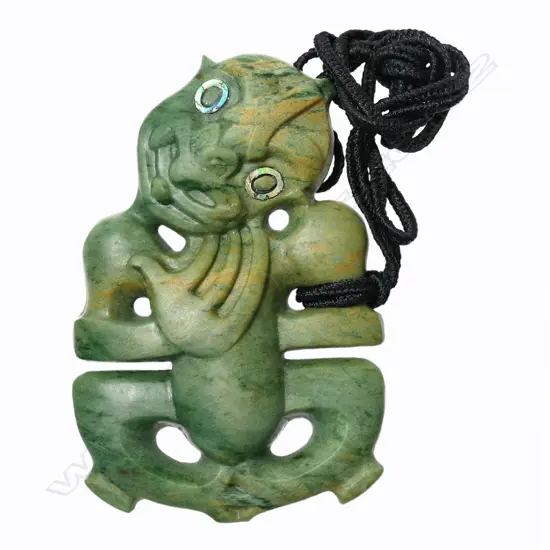 A Niki Nepia pounamu hei tiki of raukaraka pounamu,