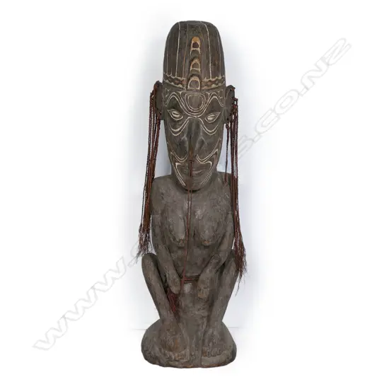 A PNG Sepik River carved wooden female figure,