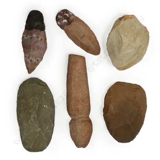 Six Aboriginal stone artefacts