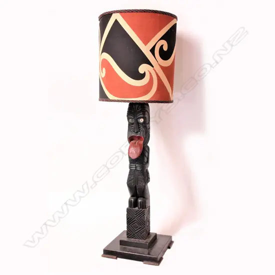 A good early/mid-20thC Māori figure carved lamp base