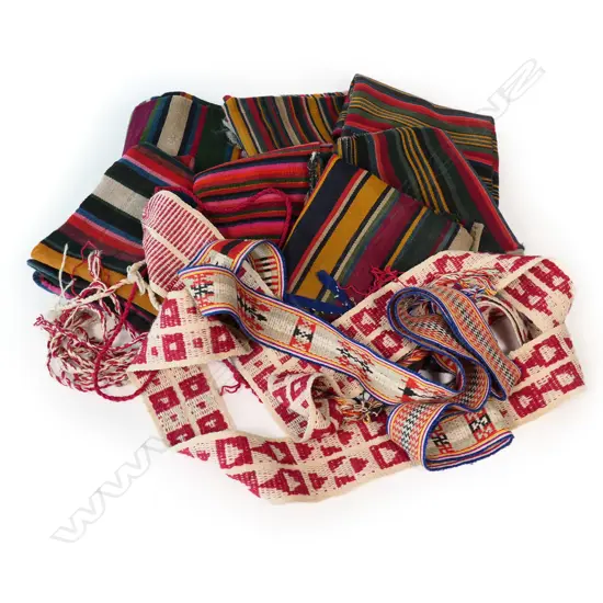A collection of 11 loom woven woolen tribal textiles