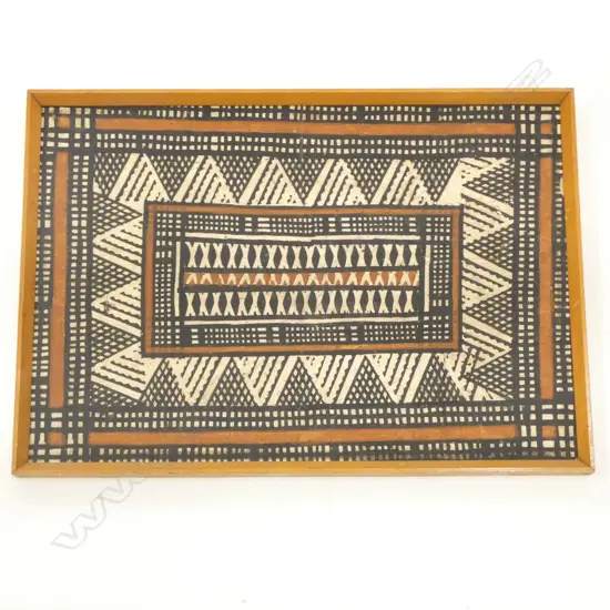 A vintage framed Fijian Tapa piece