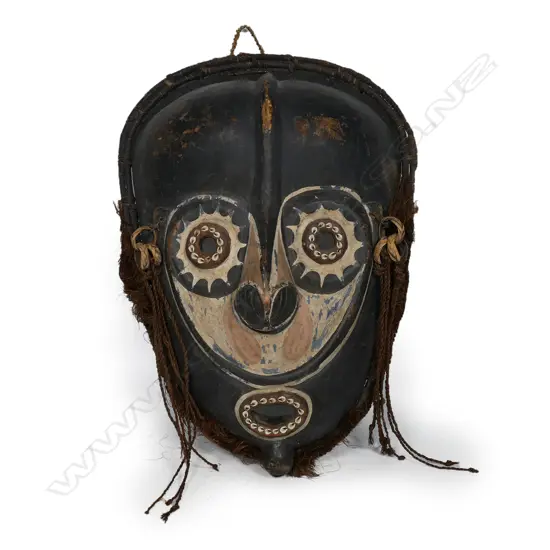 A PNG tribal large carved wood stylised mask
