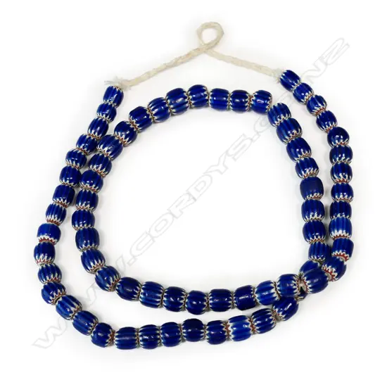 A long strand of coloured glass trade beads