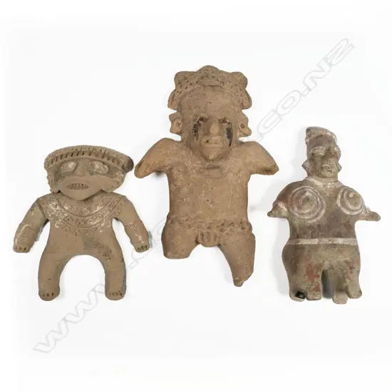Three Pre-Columbian Figures,