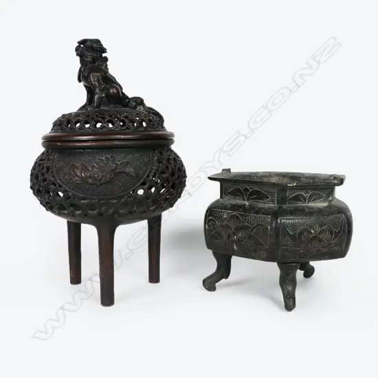 Two Chinese Bronze Censors,