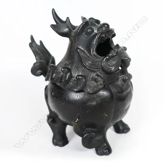 Chinese 19thC Qilin Bronze Censor. H.90mm