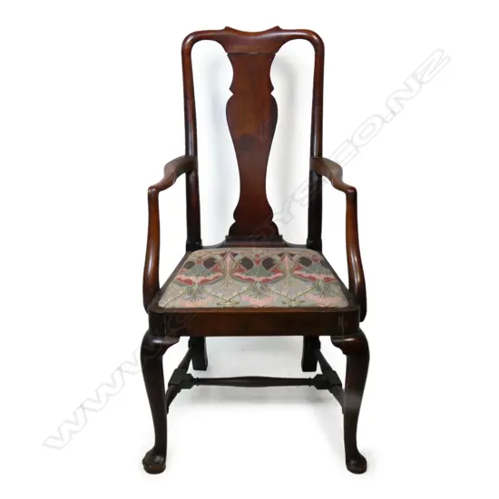 A George II mahogany open elbow chair,