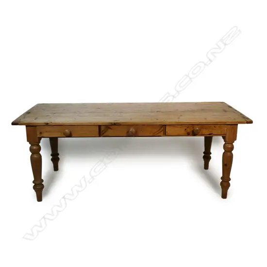 A vintage pine scrub top kitchen table,