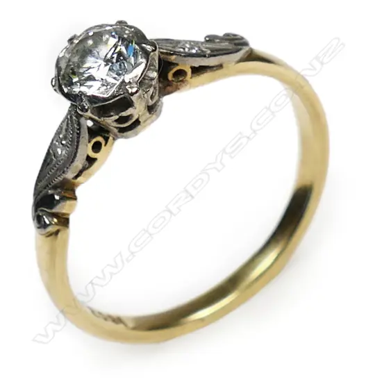 A vintage 18ct yellow gold and diamond solitaire ring,