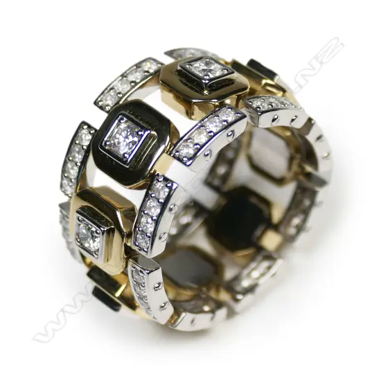 A 14ct yellow and white gold diamond statement ring,