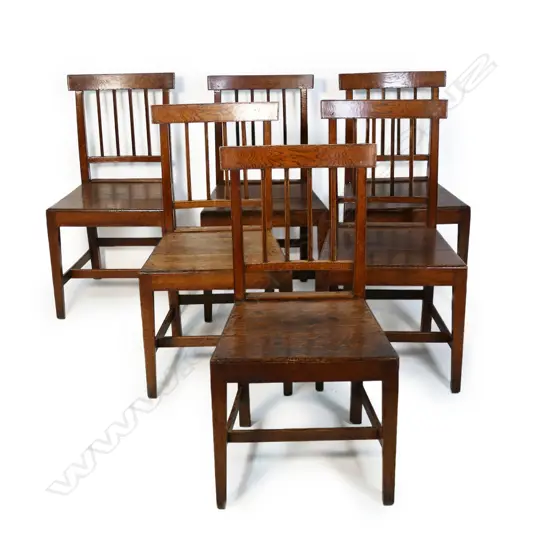 A set of six Georgian elm country chairs,