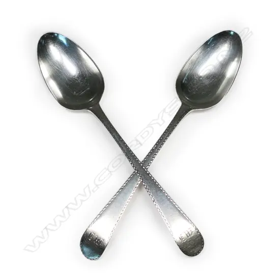 A pair of Geo.III silver bottom mark tablespoons,