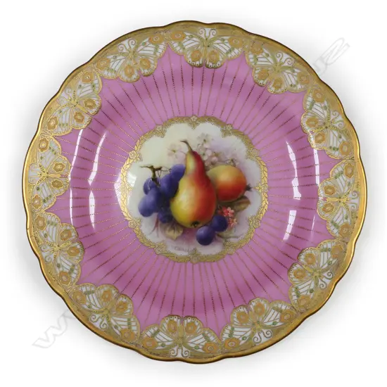 A Royal Worcester R. Seabright hand-painted cabinet plate,
