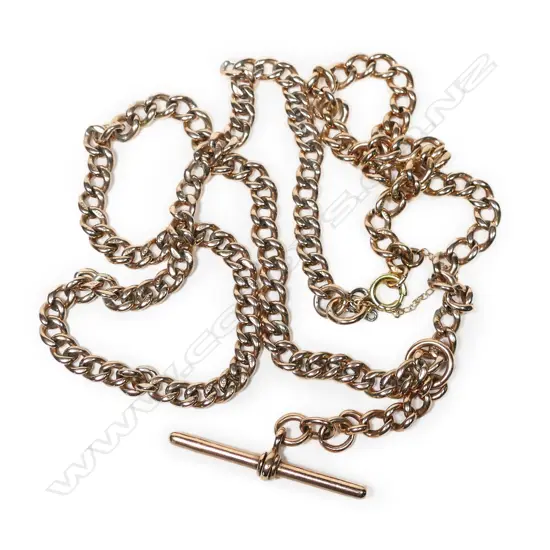 A c.1900 9ct rose gold long fob chain,