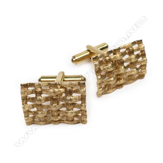 A pair of vintage 14ct yellow gold designer cufflinks,