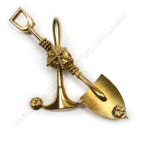 A c1900 mining interest 9ct gold brooch,