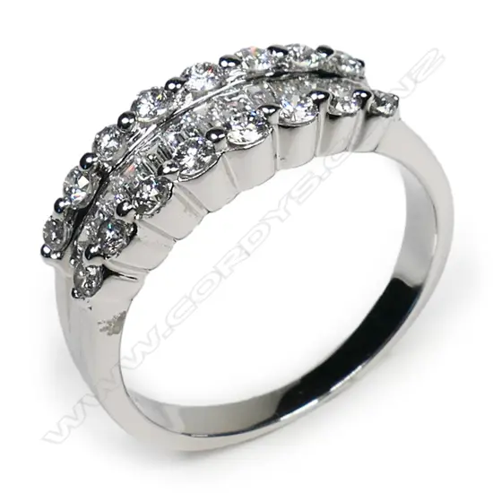 An 18ct white gold and multi diamond ring,