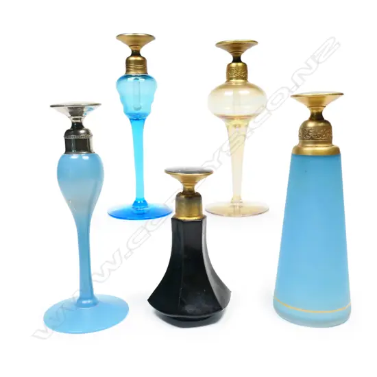 Five Art Deco perfume bottles,