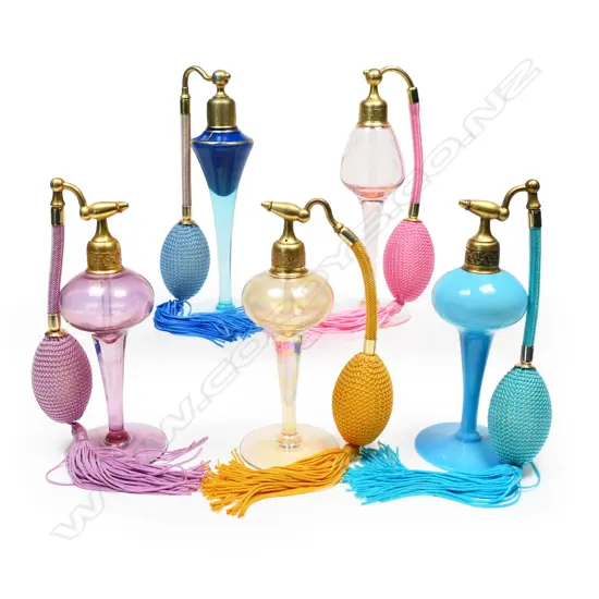 Five vintage and Art Deco perfume bottles,