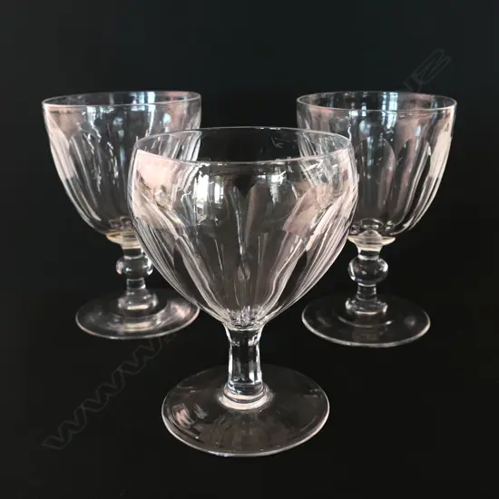 Three 19thC wine glasses,