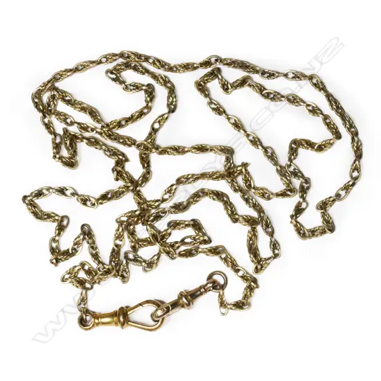 A c1900 9ct yellow gold long chain,