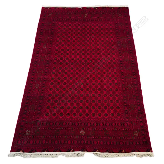 A hand-knotted wool pile Turkmenistan carpet,