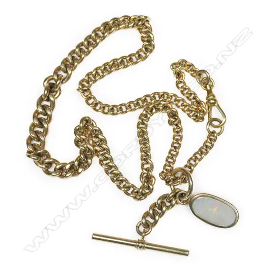 A heavy 9ct yellow gold Albert chain,