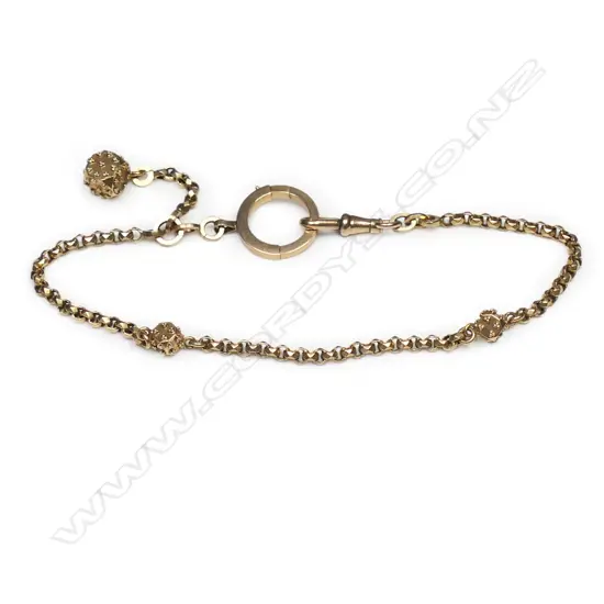 A c.1900 9ct rose gold ladies Albertina chain,