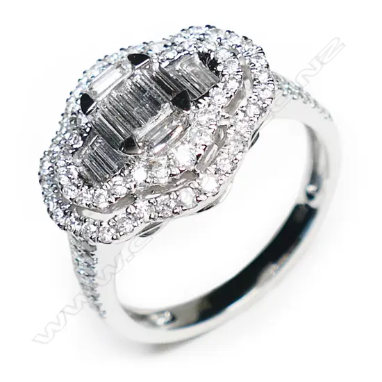 An 18ct white gold and diamond ring,